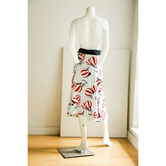 Novelty Print 1920s Swimmers Silk Boas Cut  Midi Skirt M - Picture 7 of 8